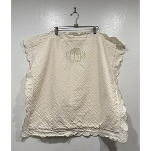 Jane Wilner Embroidered Pillow Sham Square Shape Scalloped Edges Textured READ